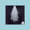 Bridal Veils Wedding Accessories Party Events Twee lagen met Tomb White Ivory Satin Edge Layer Accessoire Drop levering 2021 VGT9Y1338026