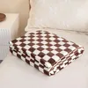 Cobertores da cama xadrez da cama de cobertor na flanela de flanela de xadre