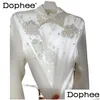 Women'S Blouses & Shirts Womens Korean 3D Flower Heavy Sequins Beaded White Shirt Women High End Satin Collar Long Sleeved Blouse Sum Dhlze