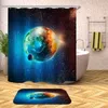 Duş Perdeleri Gezegenler Perde Dış Uzay Evren Banyo Küvet Banyosu için Su Geçirmez Banyo Kapak Geniş Geniş 12 Pcs Hooks
