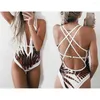 Dames badkleding bodysuit jumpsuits chic zwempak hoge taille 2024 mode vrouwen kleding een stuk tropische stijl zomer vrouw