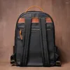 Rucksack Original Soft Black Leder Herren Vintage Travel Backpacks Top -Layer -Kuh -Computertasche Freizeitstudent Schoolbag