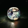 Candle Holders Glass Votive Holder For Tealight Romantic Stained Mosaic Bowl Valentine Party Christmas Table Centerpiece