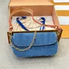 Borse a tracolla di moda borse del design del design della catena Nuove borse da donna Ivy Borse in tela marrone con rivestimento in pelle originale in pelle originale da donna Baguette Baguette Crossbody borse