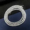 Feiner Schmuck Großhandel 925 Sterling Silber Zirkon VVS Moissanite Diamond Classic 4mm 24 -Zoll -Tenniskette Halskette für Männer Frauen