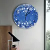 Wandklokken Kerst Snowflake Blue Round Clock Modern Design Kitchen Hanghorloge Home Decor Silent