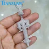 24*48 мм Cross Sword D VVS Белый кулон Moissanite Sending Sier Sier Hip Hop Iced Out кубинские украшения Datting