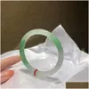 뱅글 징글 미세한 녹색 jade bracelets 보석 액세서리 여성 천연 m jadeite 얇은 둥근 제이드 스톤 뱅글 230710 드롭 배달 dhhte