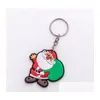 Nyckelringar Cartoon Cute Santa Claus Keychain Men and Women Christmas Gift Pendant Par Ring Ornaments Epacket Drop Delivery Jewely Dhayg