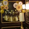 Party Decoration 8Pcs Gold Hanging Paper Fans Rose Silver Black Papar Garland For Wedding Birthday Graduation Year Decor