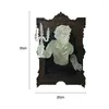 Decoratieve beeldjes Ghost in de spiegelwandplaques Hars Luminous ornament Halloween Horror Po frame Props Decoratie