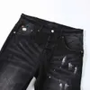 High Street Black Paint Distressed Purple Brand Jeans Fashion Hoge kwaliteit broek 1 1 28-40 maat