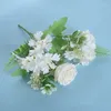 Decoratieve bloemen 5heads Penoy Artificial Flower Bruid Bruiloft Decoratie Bouquet Silk Huistafel Decor Fake Valentijnsdag Gift