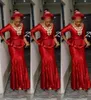 Red Sparkle Sequined Dubay Abaya Evening Dresses 34 Long Sleeve Ruffles Peplum Aso Ebi Mermaid Prom Gowns FloorLength Cocktail D7029285