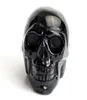 19 pouces Chakra Natural Black Obsidian Crystal Reiki guérison Réaliste du crâne humain Feng Shui Statue avec un Velvet P8550247