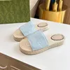 2024S/S varumärke Kvinnor Interlocking-G Espadrille Sandaler Skor Cord Slide Flats Cord-plattform med gummibotten Gummibotten Slippers Daily Lady Walking EU35-42 4.8 04