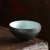 Cups Saucers Japanese-style Ceramic Retro Office Teacup Creative Black Pottery Tea Cup Household Chinese Water Set Drinkware