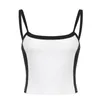 Camisoles tanks contrast kleur dames tank top meisje mouwloze bemanning nek ribbed vest blok latchwork cami