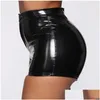 Women'S Shorts Glossy Bag Hip Latex Y Bottom Underwear Women High Waist Leather Pants Short Erotic Shiny Sha Pvc Drop Delivery Appare Dham1