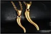 Colliers pendants Collier de corne italien en acier inoxydable pour femmes hommes or couleur 50 cm nxdar fb2ti5564658