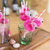 Paies de boisson Flamingo Pipette rose Stripe Fruit Drink Papier Papée jetable Paille 10 / Set