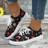 Casual Shoes Women's Canvas Women 2024 Autumn Lightweight Woman Christmas Lace Up Print Soft Plus Size 43