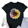 T-shirts de femmes T-shirts Sunflower America Flag Graphic Tee 2024 USA Shirt Women Fième de juillet T-shirt Jour de l'indépendance