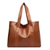 Shoulder Bags Women Fashion Korean Simple Large Capacity Tote Bag Soft Faux Leather Bolso Mujer