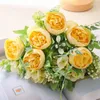 Fleurs décoratives 26cm Fake Peony Silk Rose Artificial Flower Year de Year Decorations Vase for Home Wedding Bouquet Bouquet Indoor