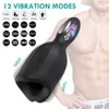 Nya 12 lägen penis fördröjning tränare manlig masturbator vibrator automatisk muntlig klimax sexig glans stimulerar massager leksaker för män