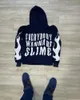 Sweatshirts Herren Jacken Hip-Hop Rock Retro Kleidung Männer Mode Flammen Buchstaben Muster gedruckt übergroß
