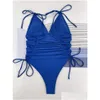 Costumi da bagno femminile rugoso a v collo in pizzo su donne con cinturino con costume da bagno con costume da bagno femminile monokini bather costume da bagno drop drop de dhcoy