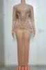 Stage Wear Sexy Elegance Temperament Evening Party Performance Costume Luxury Pearl See-Through Dress Nightclub Singer Poshoot