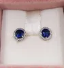 Orecchini blu rotondi per borchie scintillanti autentici 925 borchie in argento sterling si adattano a stalloni in stile europeo gioiello Andy Jewel 296272C018226282