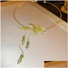 Colliers pendants Collier chinois de la feuille de feuille en bambou à feuille en acrylique