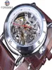 Forsining Waterproof Gear Flower Movement Transparent Leather Clock Men Skeleton Automatic Mechanical Watches Top Brand Luxury9256456