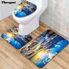 Mattes de bain Terreau Europe Toilet Toilet Printic Imprimez de salle de bain Mat de bain Set U Forme Carpets Floor Decor Lid Cover