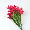 Fiori decorativi 33 cm di alta qualità spuntilk giglio artificiale artificiale semplice stile semplice fiore secco da giardino da giardino decorazione