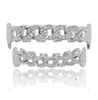 Новый настраиваемый посадка полностью Cz кубинская клыка Grillz Icedout Bling Hip Hop Teeth Grill Top Bottom Grillz Set Chain Vampire Grills7788308