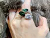 Highend Emerald Malachite Green Zircon Diamond Ring Female Opening Adjustable Light Luxury Cool Style Jewelry Wedding Accessories9580192