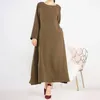 Abaya Under Robe à manches longues avec des poches de haute qualité crêpe de jazz de haute qualité Eid Muslim Femmes basiques solides modestes de vêtements islamiques maxi 240411