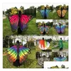 Lenços mulheres novas colorf Butterfly Wing Cape Chiffon Long Festy Party Party elegante pavão de pavão de xale embrulhada em toalha de praia Saronk er gota del dhiub