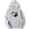 Sweatshirts Mens Hoodies Sweatshirts New Cute Dog Paw and Heart Shape Print Hoodies Women Casual Long Sleeve Hoodies Autumn Winter Pullovers Plus Size 240412