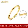 Solid Gold18 K Pure Gold Yellow Gold Ring Real Gold com Certificado AU 750 Original Pure 18k Gold Rings Gifts HK Tamanho 240409