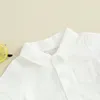 Zestawy odzieży niemowlę chłopca 2pcs dżentelmen stroje lapelki z krótkim rękawem guziki romper regulowane szorty zawiesinowe lato