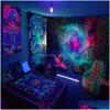 Objetos decorativos Figuras Escent Tapestry UV Psicodélico Muro de hongo Hippie Room Aesthetics 230727 Drop entrega de ga de ga Dhlbf