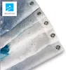 Duschgardiner havsvåg akvarellmålning tryckt polyester tyg badrumsdekor med krokar blå