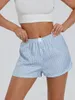 Short féminin wsevypo Summer Loose Plaids Lounge Bottoms for Women Girls Chic Fashion Mid Elastic Band Pantal Pantalon Street Sleep