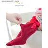 Barnstrumpor Red Bow Knee Executive Socks Girls Christmas Stockings Baby Stockings Soft Cotton Childrens Non Slip Floor Socks Baby Gifts Q240413