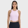 LU-165 Yoga Tank Tops Fitness Long Sleeve Cami Sports Shirts Slim Running Gym Vest Built In Bra Top Blouses